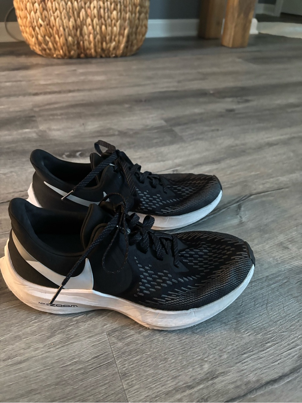 Nike Black Athletic Running Shoes with White Sole size 8.5